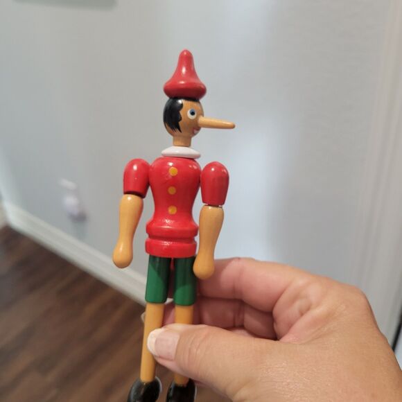 Vintage Pinocchio Handmade in Italy Jointed Articulated Wooden Boy Ornament Toy - Picture 12 of 12